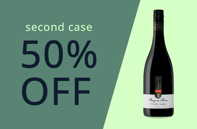 Buy a case of Bay of Fires Pinot Noir 2022 & get a case of 2021 50% Off